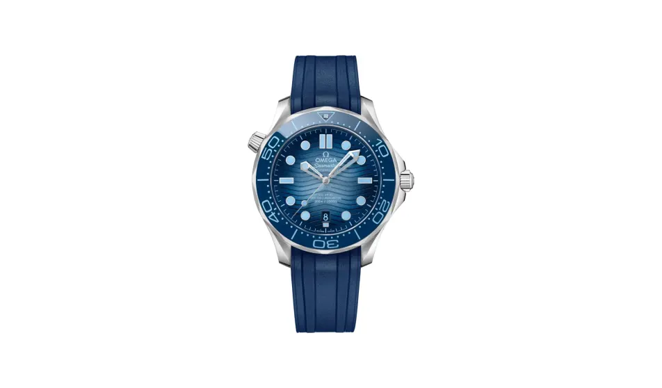 Omega Summer Blue Seamaster Diver 300M 42 mm, steel on rubber strap