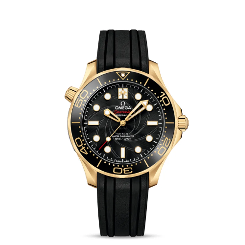 Omega Seamaster Diver 300M Master Co-Axial 42 James Bond Yellow Gold / Black / Rubber