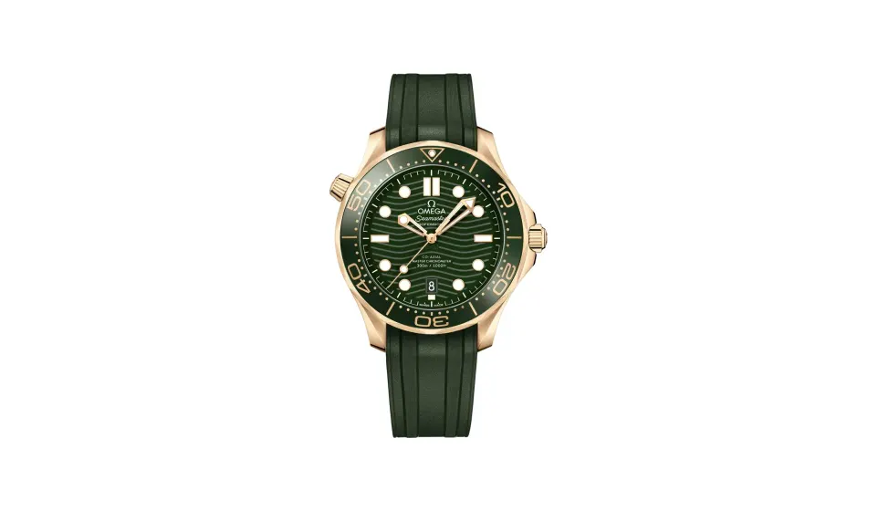 Omega Seamaster Diver 300M 42 mm, Moonshine™ gold on rubber strap