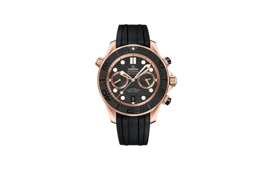 Omega Seamaster Diver 300M 44 mm, Sedna™ gold on rubber strap