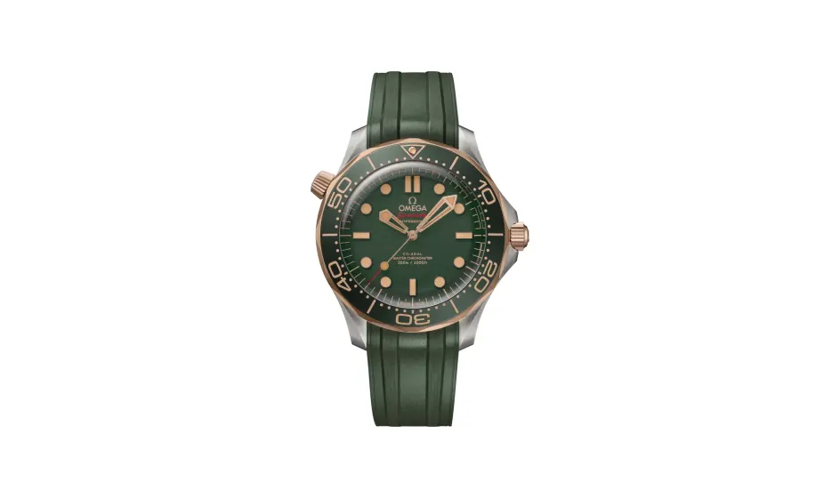 Omega Seamaster Diver 300M 42 mm, titanium - Bronze gold on rubber strap