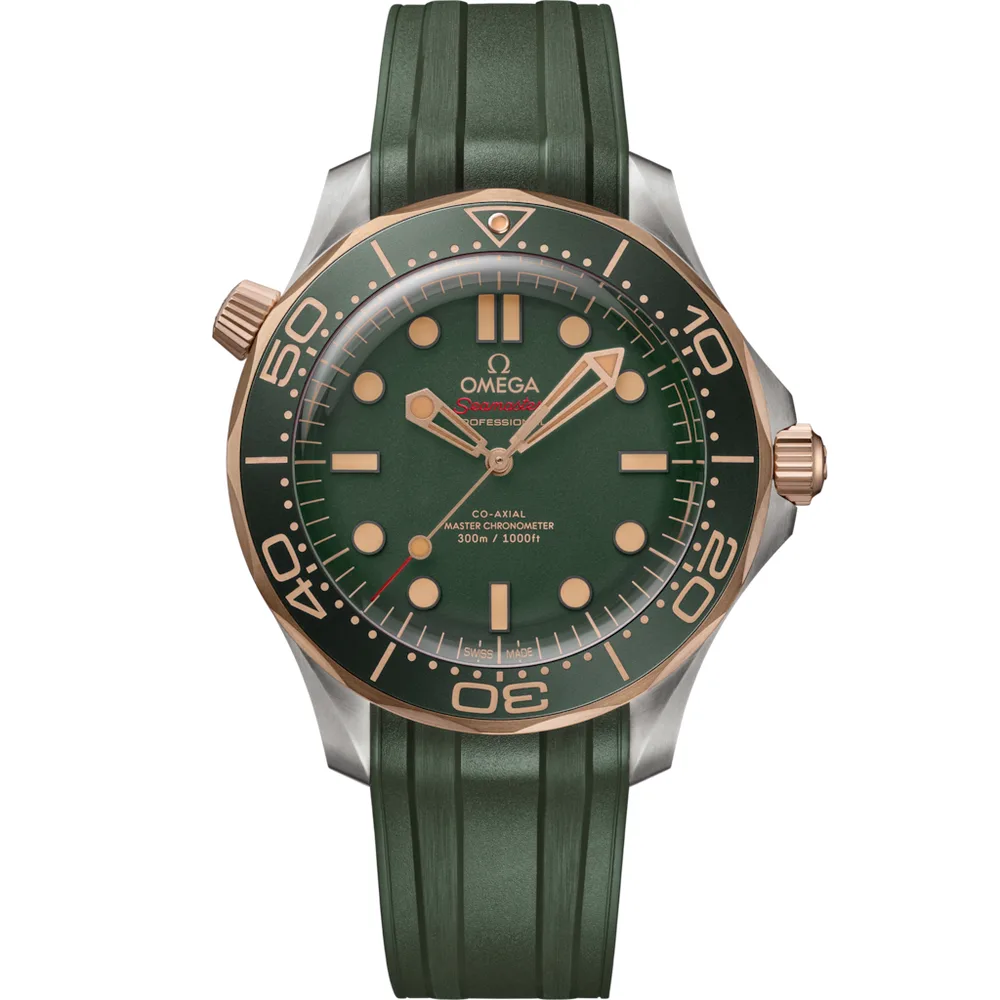 Omega Seamaster Diver 300M 42 mm, titanium - Bronze gold on rubber strap