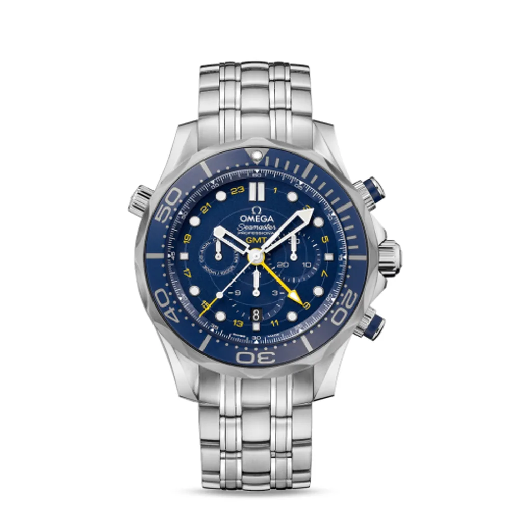 Omega Seamaster Diver 300M Co-Axial 44 GMT Chronograph Stainless Steel / Blue / Bracelet