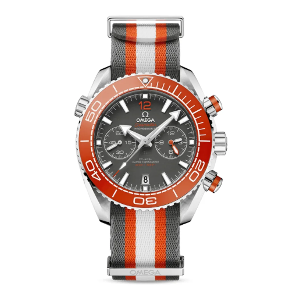 Omega Seamaster Planet Ocean 600M Co-Axial 45.5 Master Chronometer Chronograph Stainless Steel / Grey / NATO