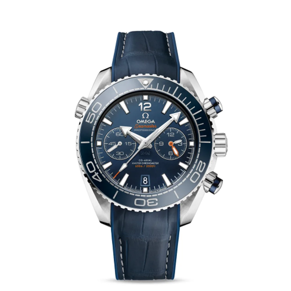 Omega Seamaster Planet Ocean 600M Co-Axial 45.5 Master Chronometer Chronograph Stainless Steel / Blue / Alligator