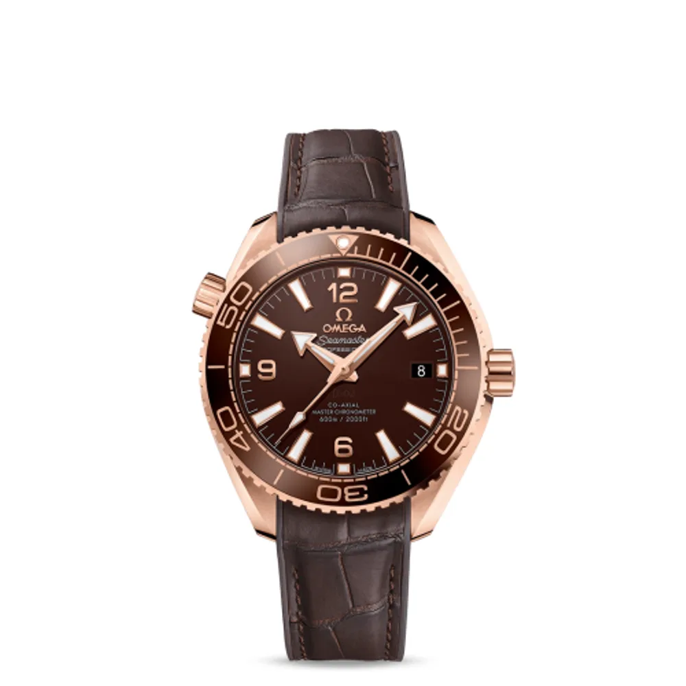 Omega Seamaster Planet Ocean 600M Co-Axial 39.5 Master Chronometer Sedna Gold / Chocolate / Alligator