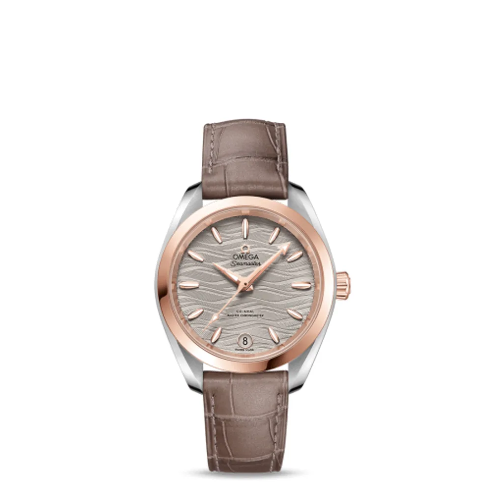 Omega Seamaster Aqua Terra 150M Master Chronometer 34 Stainless Steel / Sedna Gold / Grey-Waves / Alligator