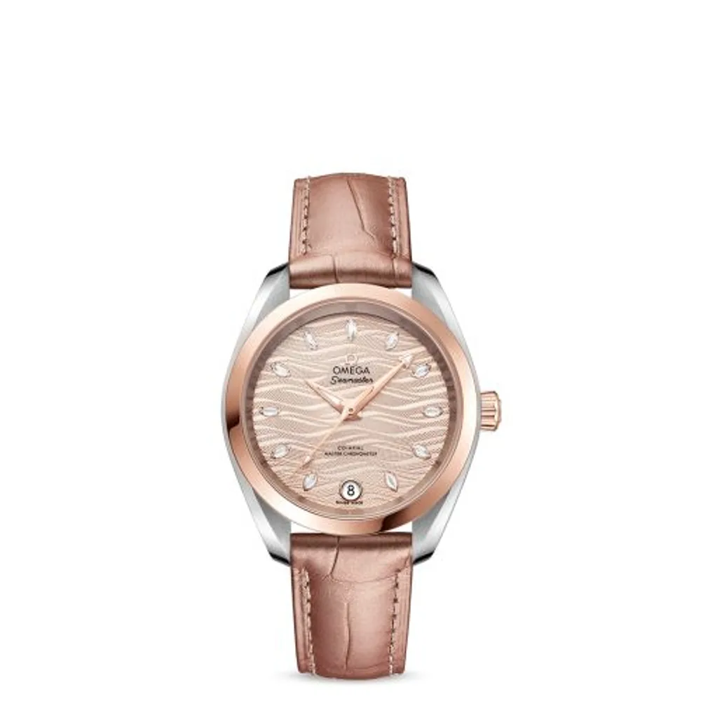 Omega Seamaster Aqua Terra 150M Master Chronometer 34 Stainless Steel / Sedna Gold / Grey - Diamond / Alligator