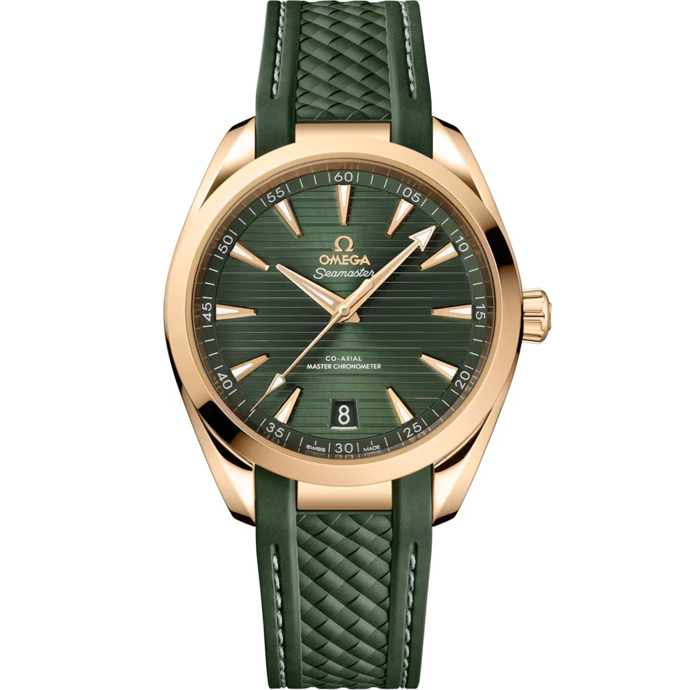 Omega Seamaster Aqua Terra 150M 41 mm, Moonshine™ gold on rubber strap