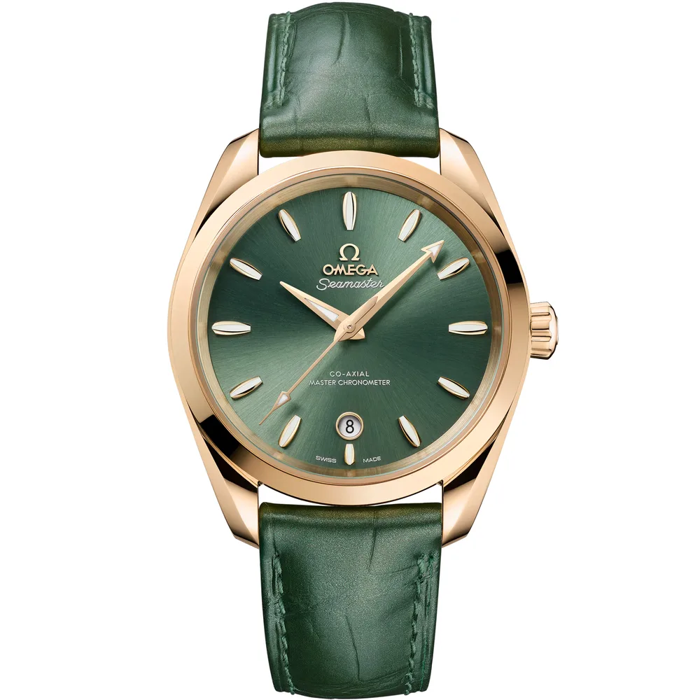 Omega Seamaster Aqua Terra Shades 38 mm, Moonshine™ gold on leather