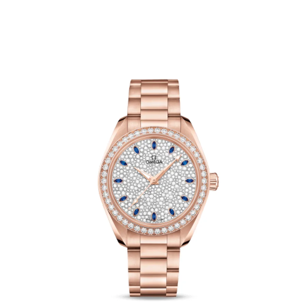 Omega Seamaster Aqua Terra 150M Master Chronometer 34 Sedna Gold / Diamond / Snow Sapphire / Bracelet