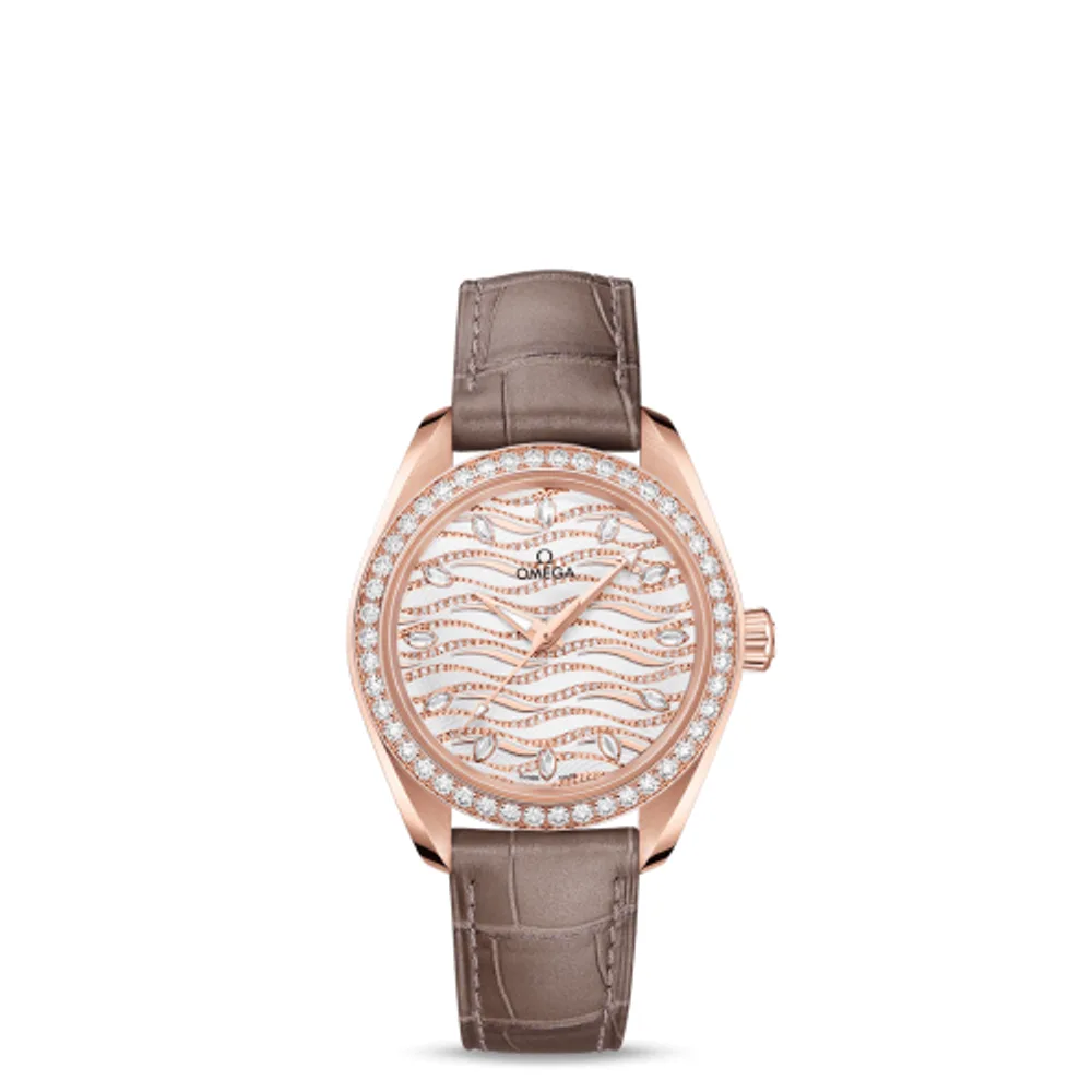 Omega Seamaster Aqua Terra 150M Master Chronometer 34 Sedna Gold / Diamond / Wave Diamond / Alligator