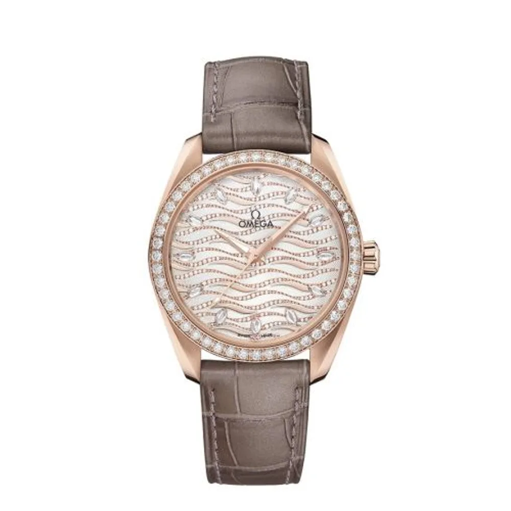 Omega Seamaster Aqua Terra 150M Master Chronometer 38 Sedna Gold / Diamond / Wave Diamond / Alligator
