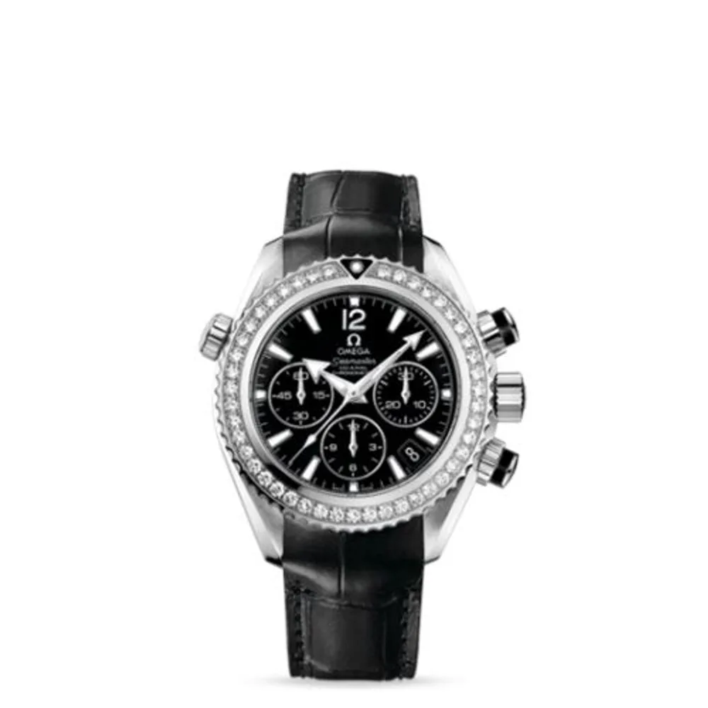 Omega Seamaster Planet Ocean 600M Co-Axial 37.5 Chronograph Stainless Steel / Diamond / Black / Alligator