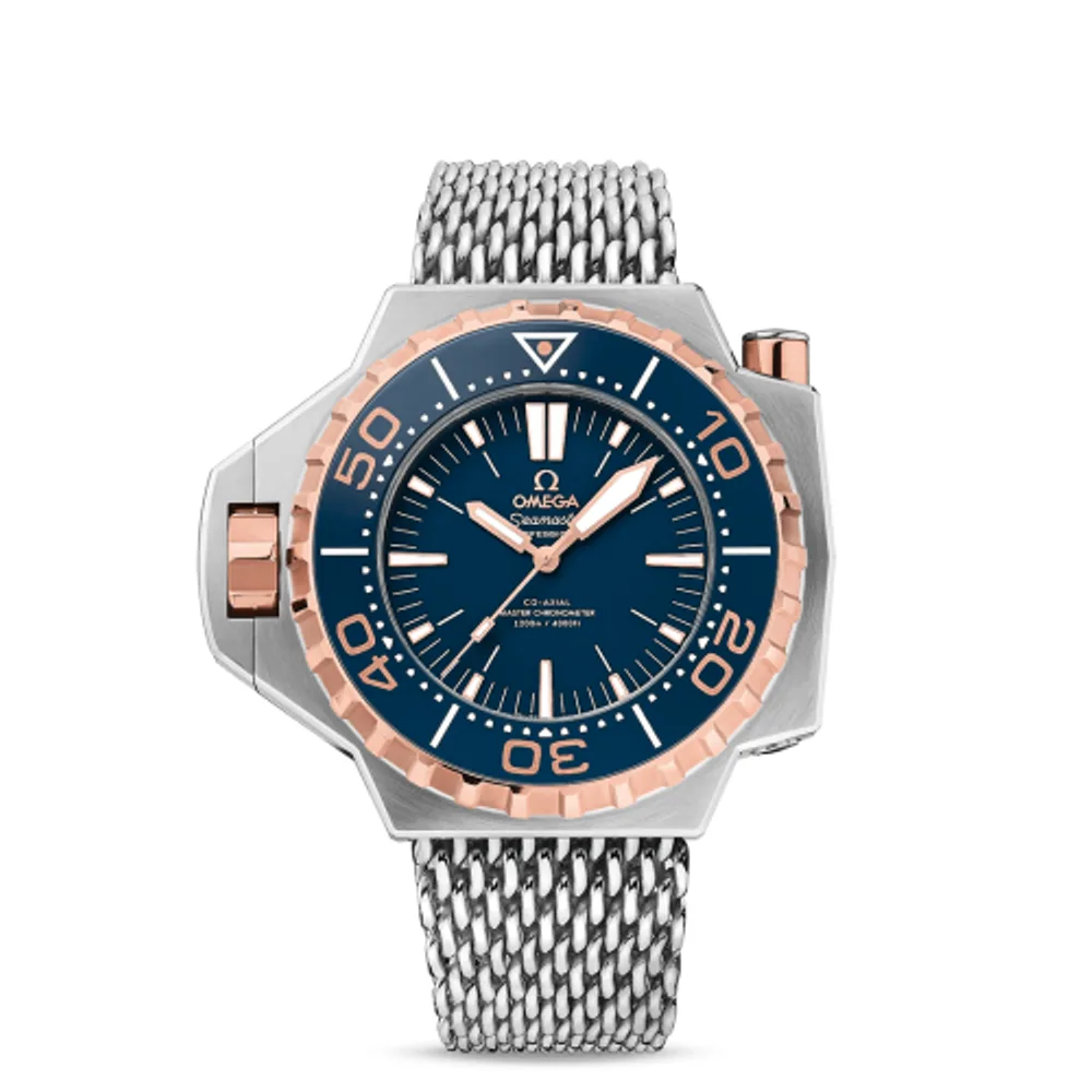 Omega Seamaster PloProf Co-Axial Master Chronometer Titanium / Sedna Gold / Blue