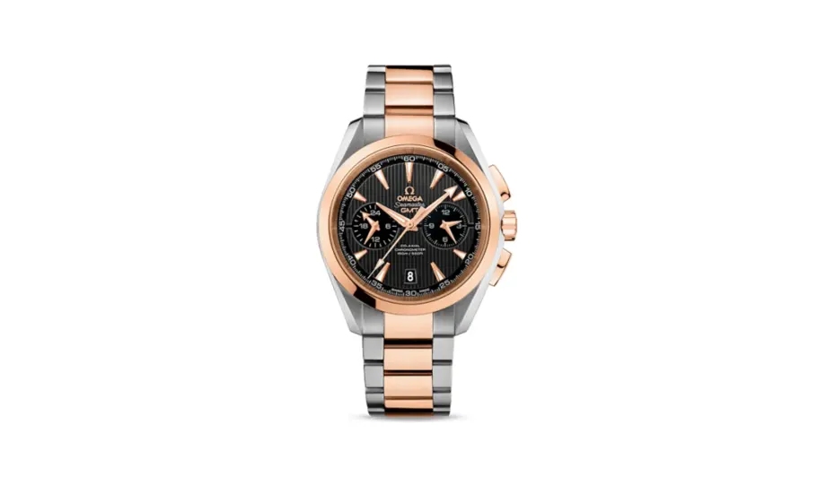 Omega Seamaster Aqua Terra 150M Co-Axial 43 GMT Chronograph Stainless Steel / Red Gold / Grey / Bracelet