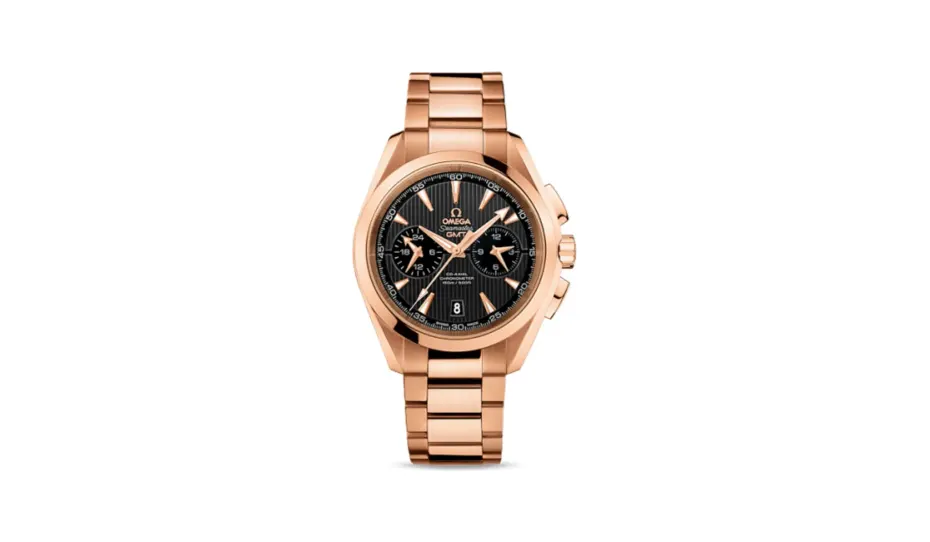Omega Seamaster Aqua Terra 150M Co-Axial 43 GMT Chronograph Red Gold / Grey / Bracelet