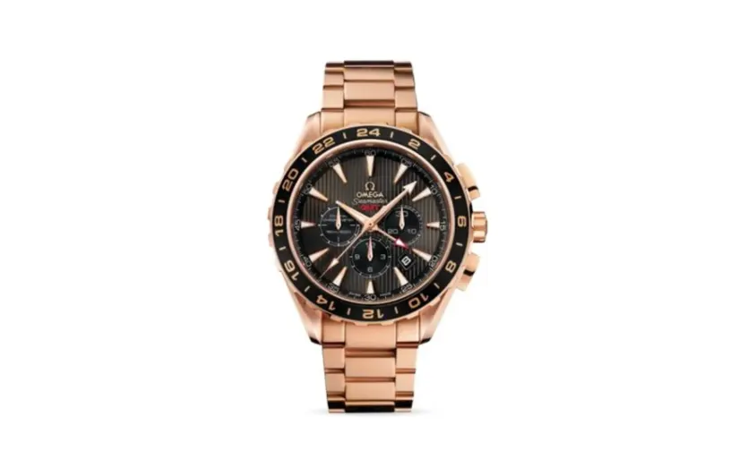 Omega Seamaster Aqua Terra 150M Co-Axial 44 GMT Chronograph Red Gold / Grey / Bracelet