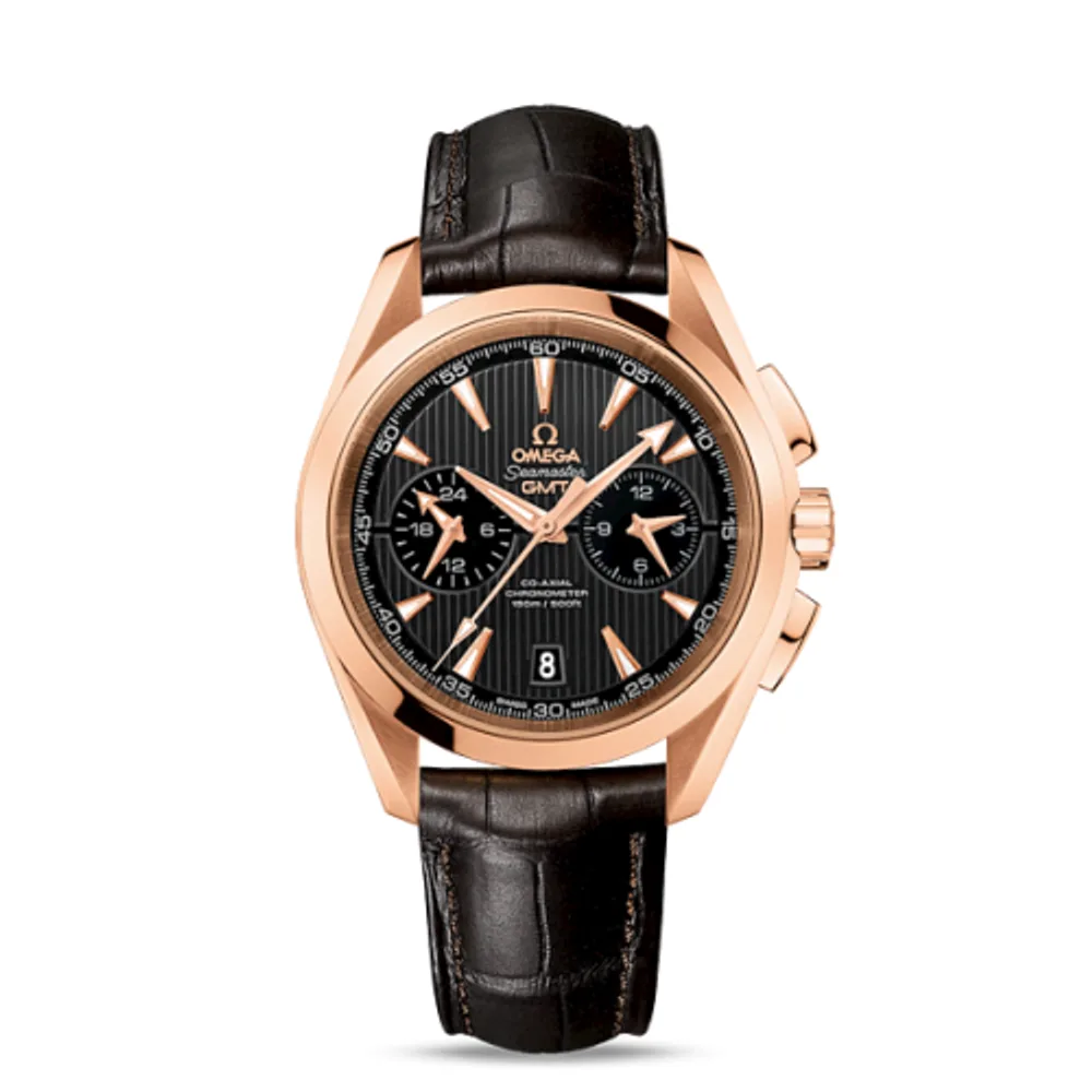 Omega Seamaster Aqua Terra 150M Co-Axial 43 GMT Chronograph Red Gold / Grey