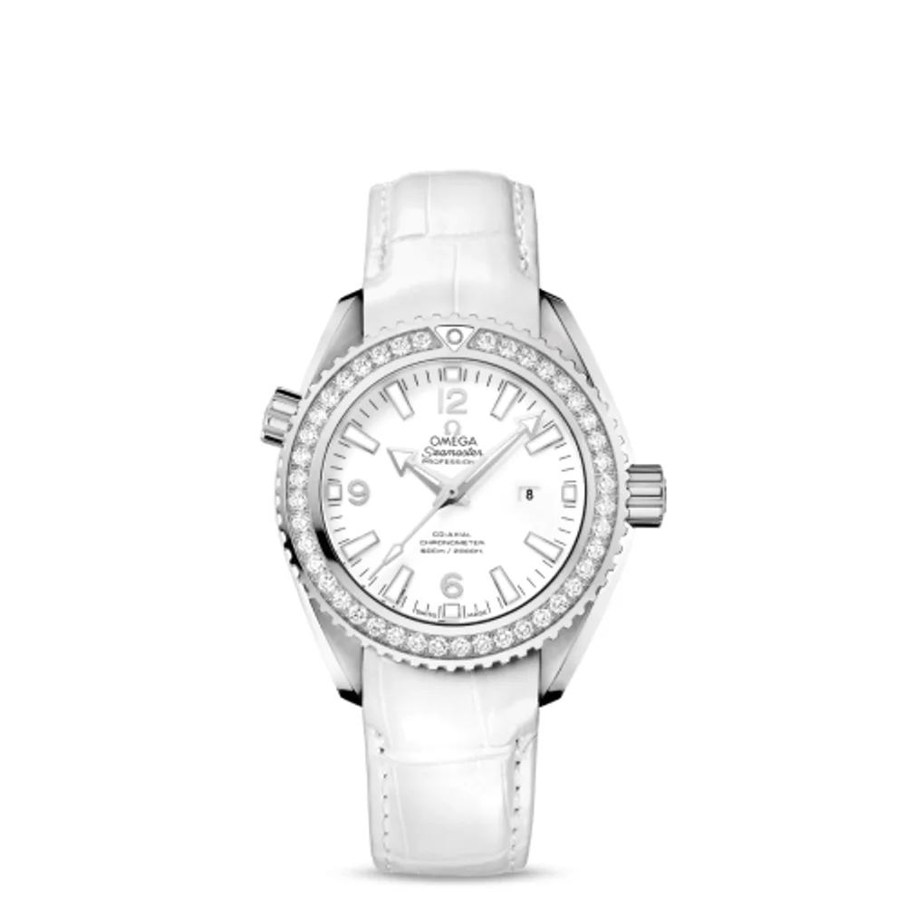 Omega Seamaster Planet Ocean 600M Co-Axial 37.5 Stainless Steel / Diamond / White / Alligator