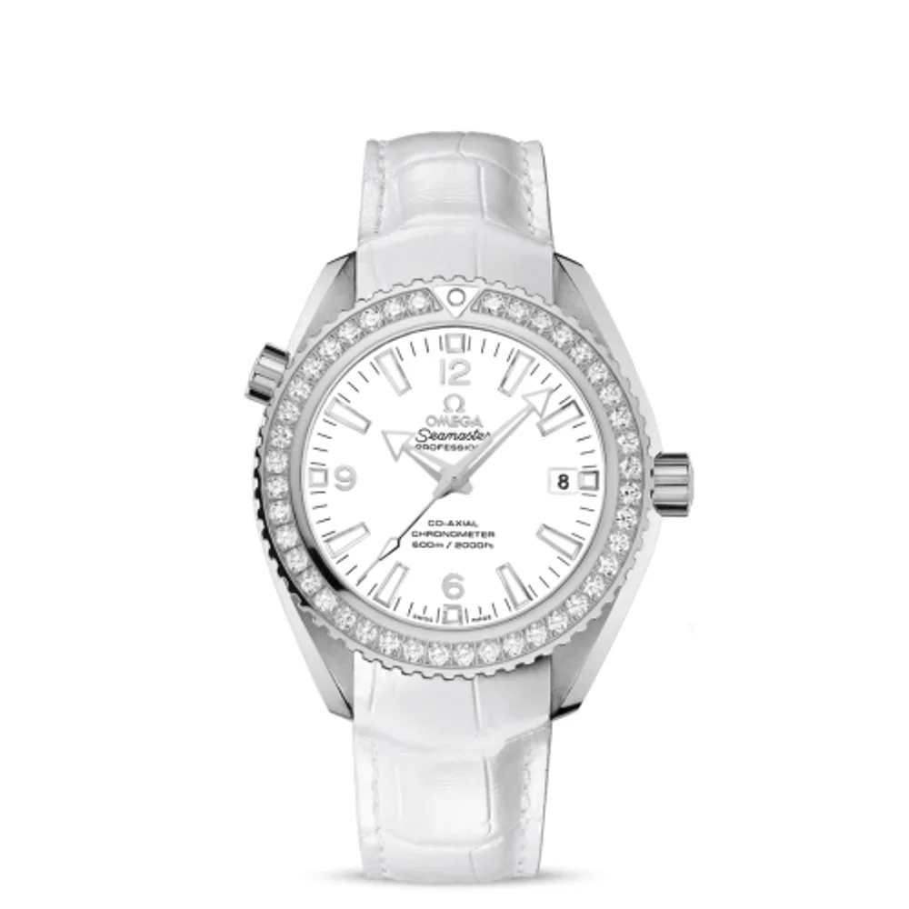 Omega Seamaster Planet Ocean 600M Co-Axial 42 Stainless Steel / Diamond / White / Alligator