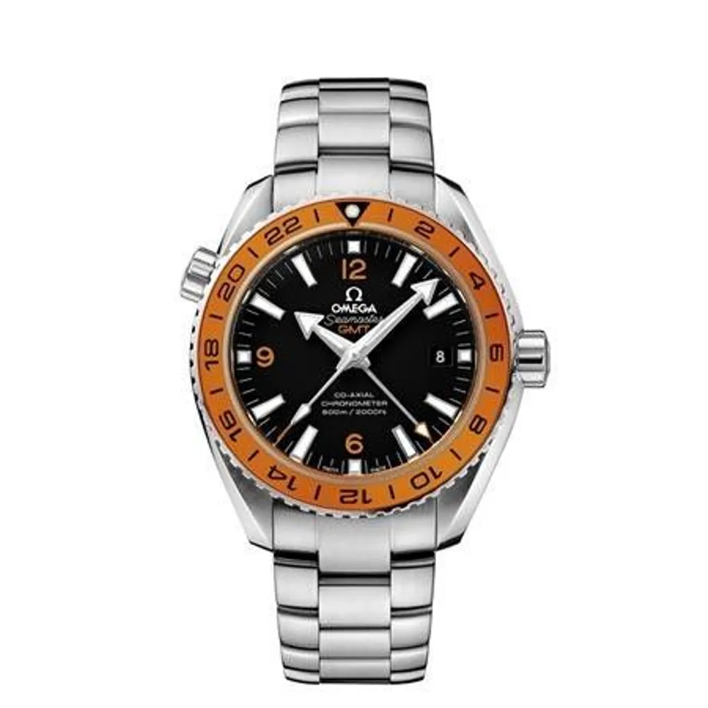 Omega Seamaster Planet Ocean 600M Co-Axial 43.5 GMT Stainless Steel / Orange Numerals / Bracelet