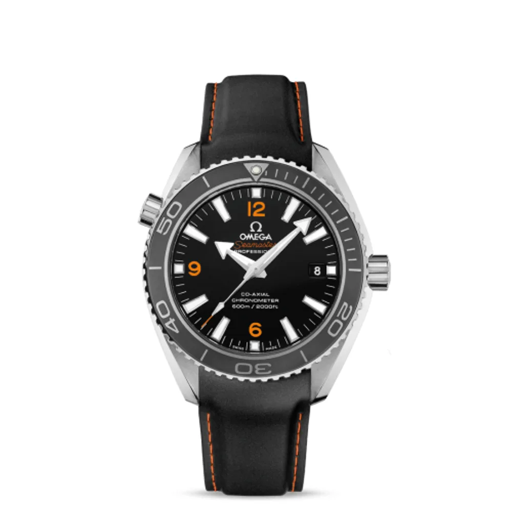 Omega Seamaster Planet Ocean 600M Co-Axial 42 Stainless Steel / Orange Numerals / Rubber
