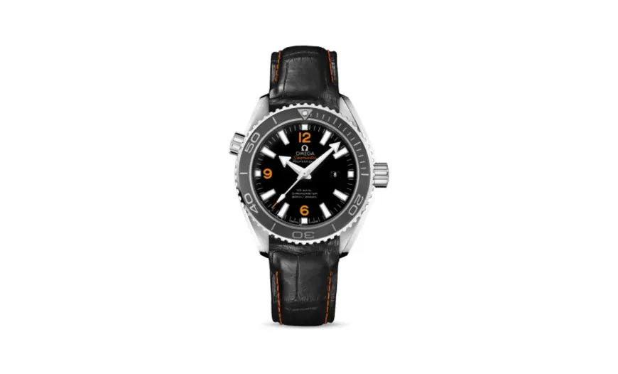Omega Seamaster Planet Ocean 600M Co-Axial 37.5 Stainless Steel / Orange Numerals / Alligator