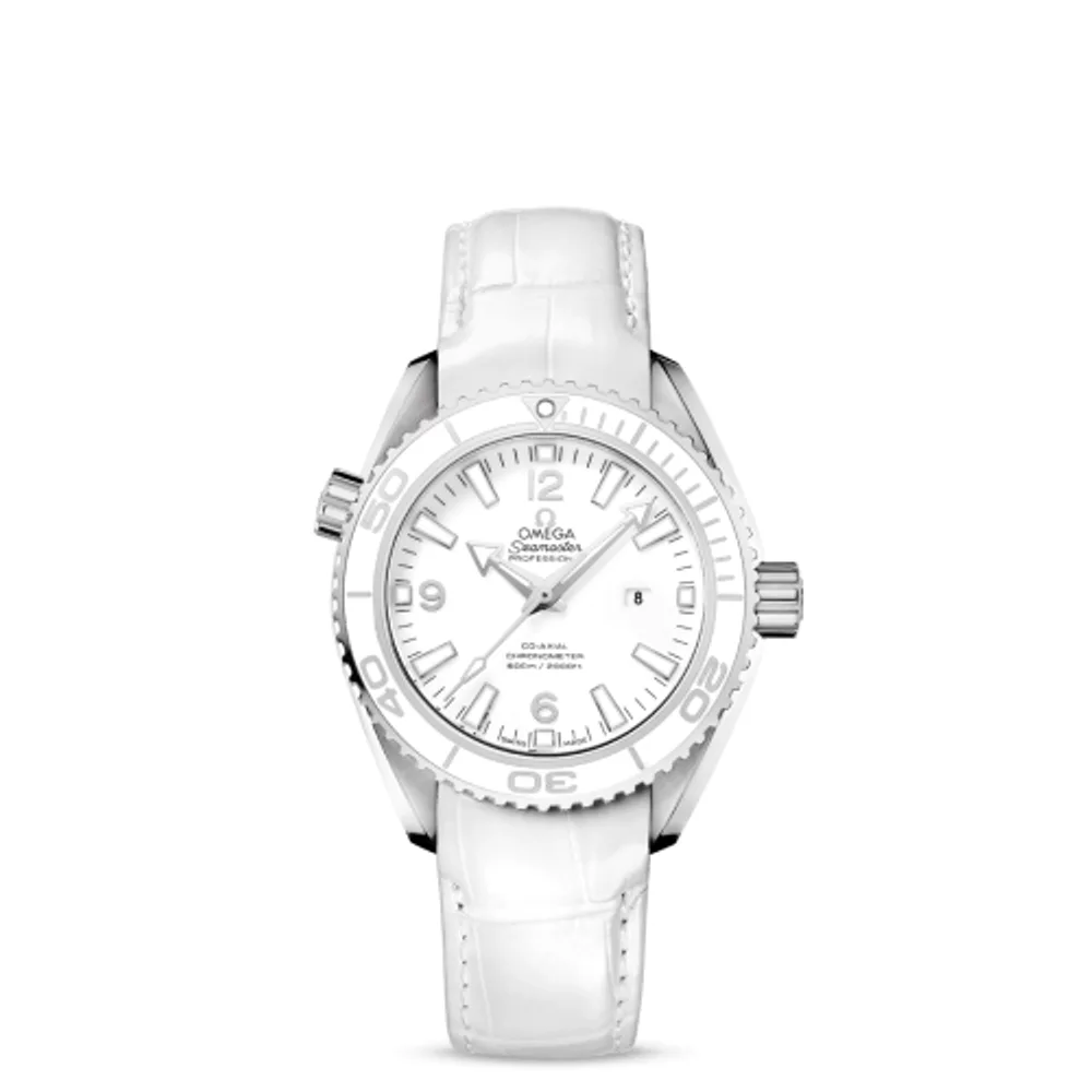 Omega Seamaster Planet Ocean 600M Co-Axial 37.5 Stainless Steel / White / Alligator