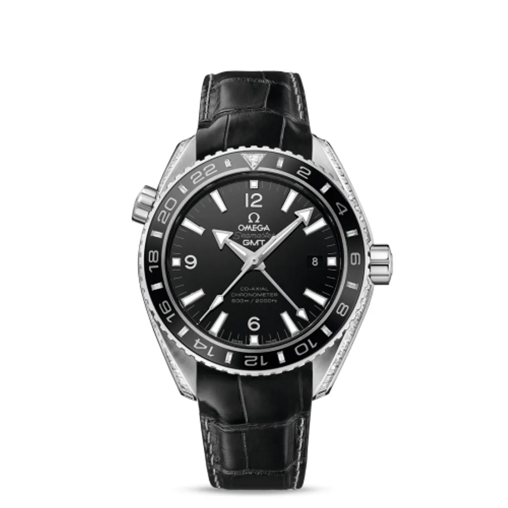 Omega Seamaster Planet Ocean 600M Co-Axial 43.5 GMT Platinum / Diamond / Black / Alligator