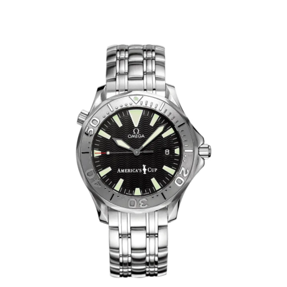 Omega Seamaster Diver 300M Automatic 41 Stainless Steel / White Gold / Black / Bracelet / America's Cup