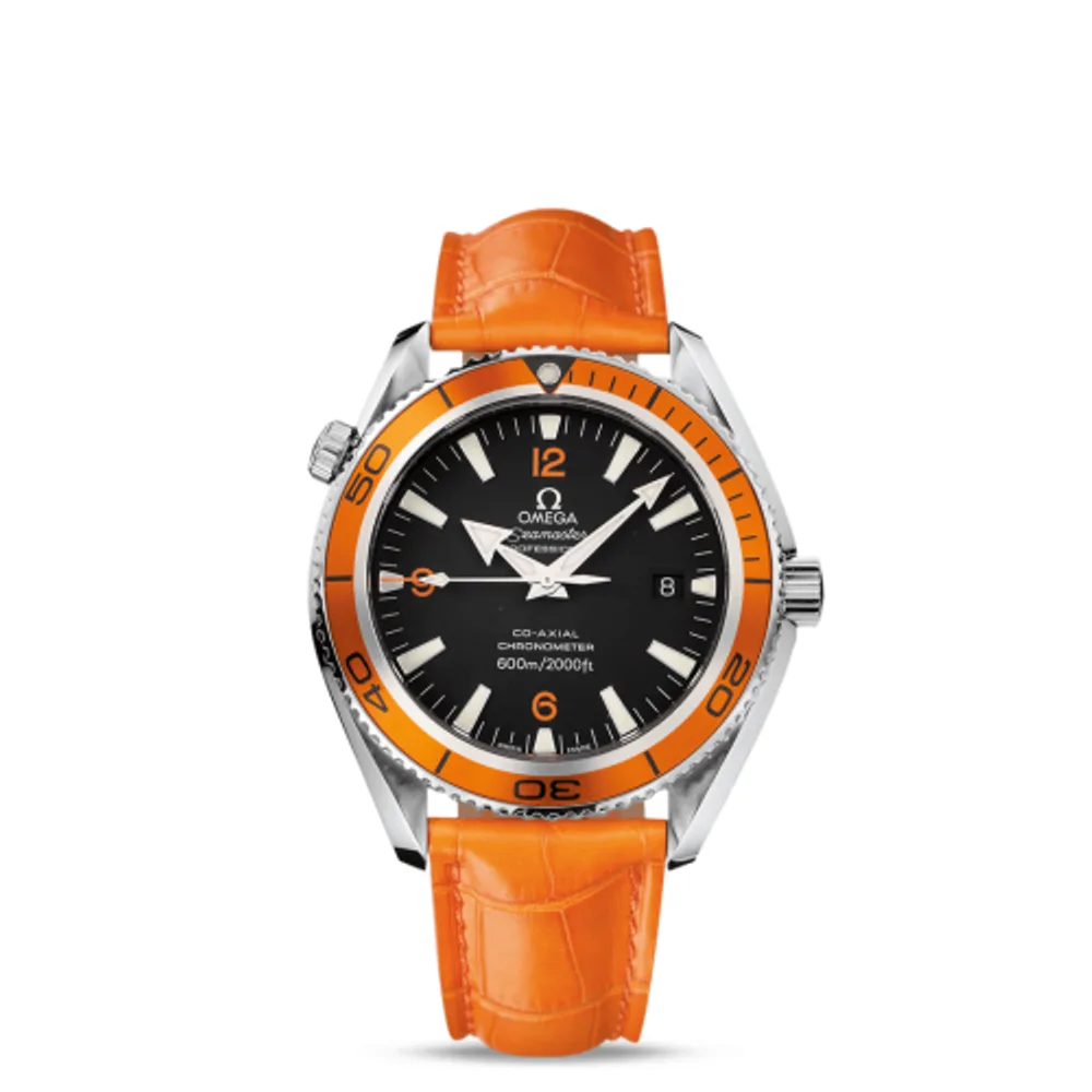 Omega Seamaster Planet Ocean 600M Co-Axial 42 Stainless Steel / Orange / Alligator