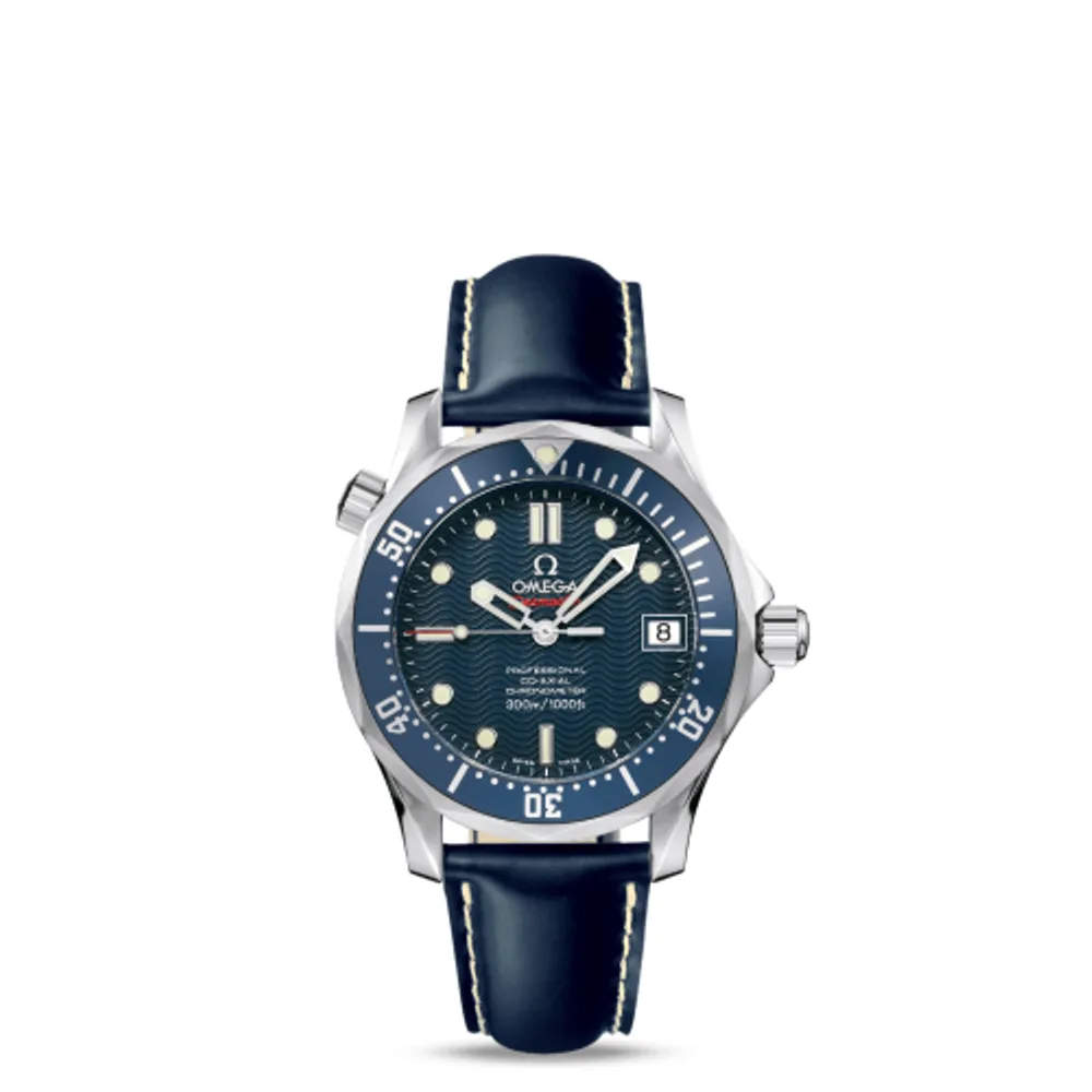 Omega Seamaster Diver 300M Co-Axial 36.25 Stainless Steel / Blue / Rubber