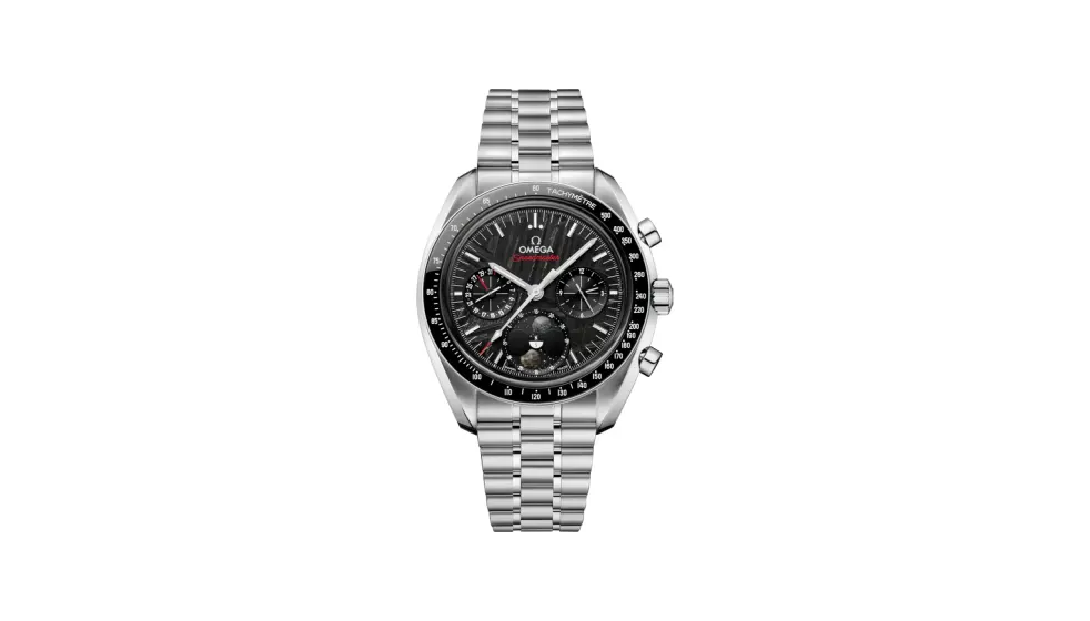 Omega Speedmaster Moonphase 43 mm, steel on steel, Black dial