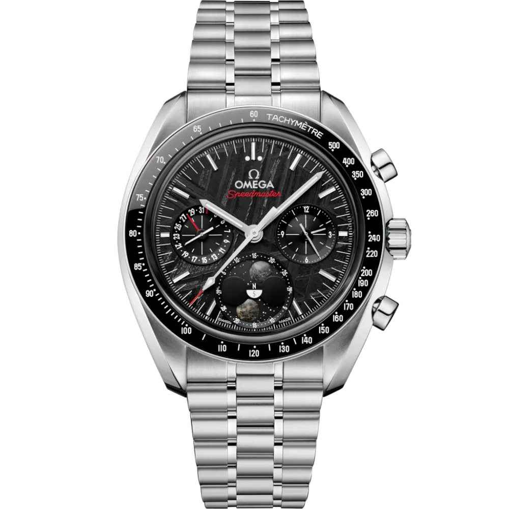 Omega Speedmaster Moonphase 43 mm, steel on steel, Black dial