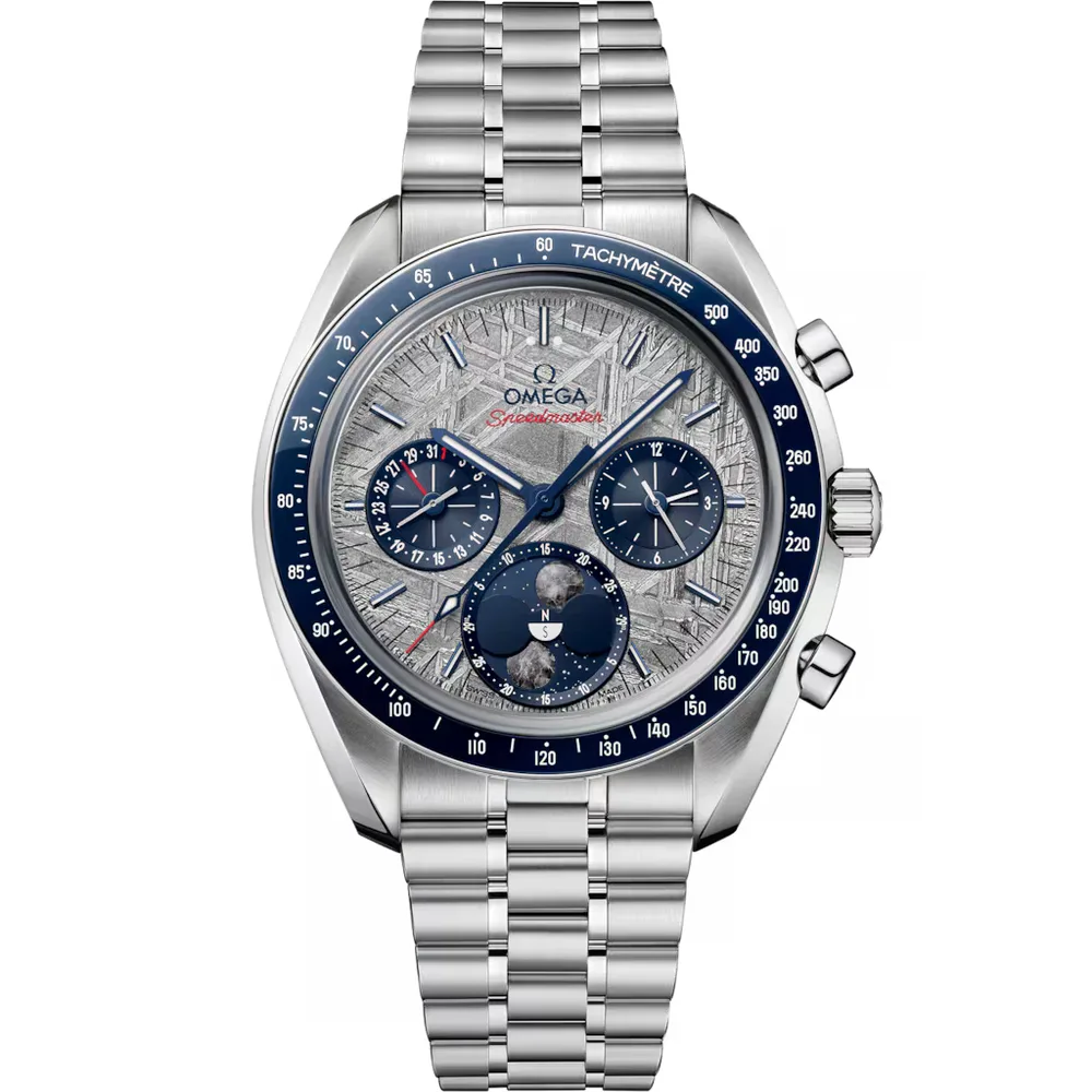 Omega Speedmaster Moonphase 43 mm, steel on steel, Grey dial
