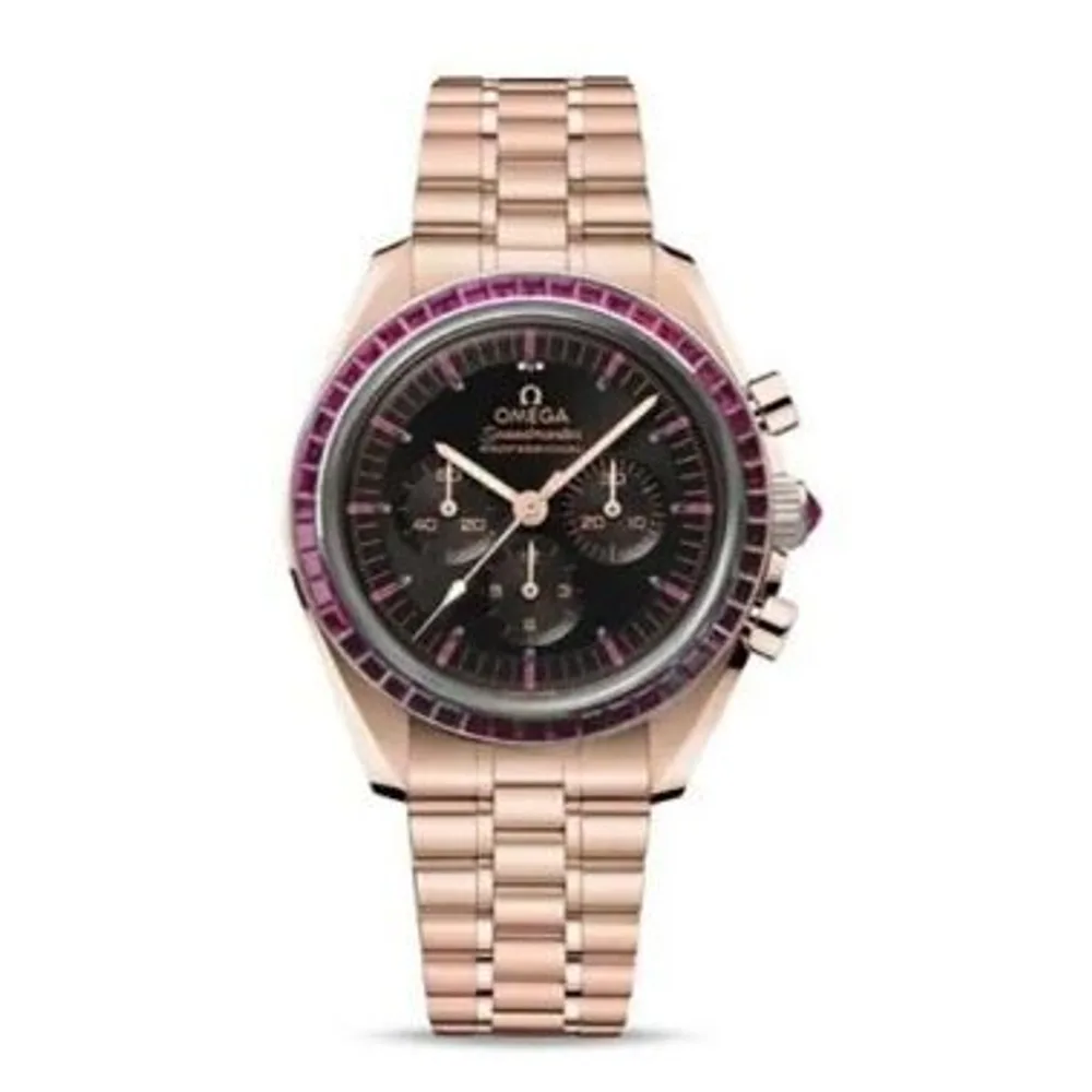 Omega Speedmaster Professional Moonwatch 3861 Sedna Gold - Ruby / Black - Ruby / Bracelet