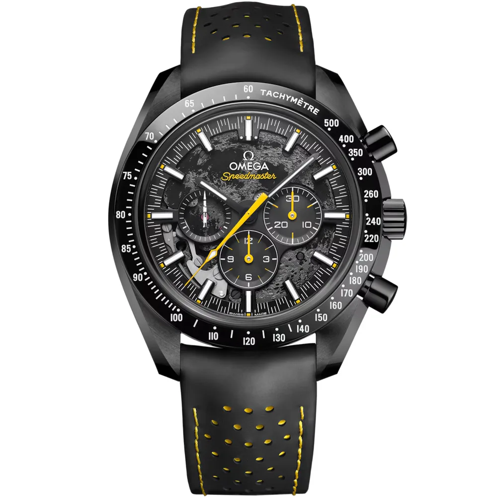 Omega Speedmaster Dark Side of the Moon 44.25 mm, black ceramic on rubber strap - Apollo 8