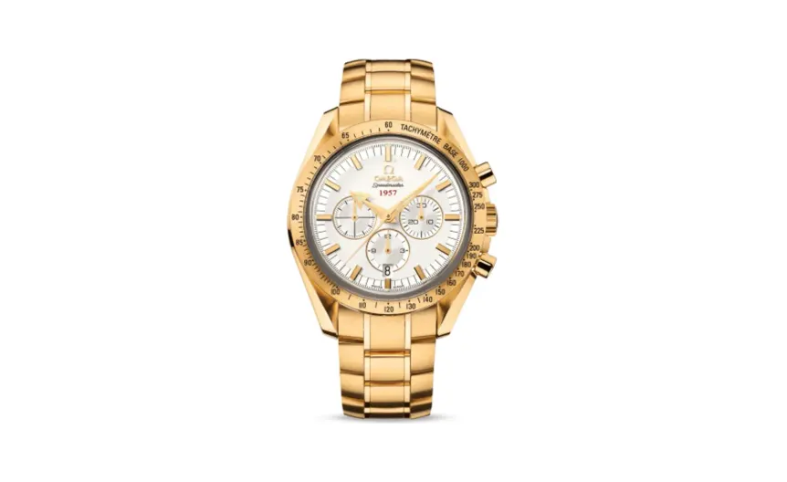 Omega Speedmaster Broad Arrow 1957 Yellow Gold / Silver / Bracelet