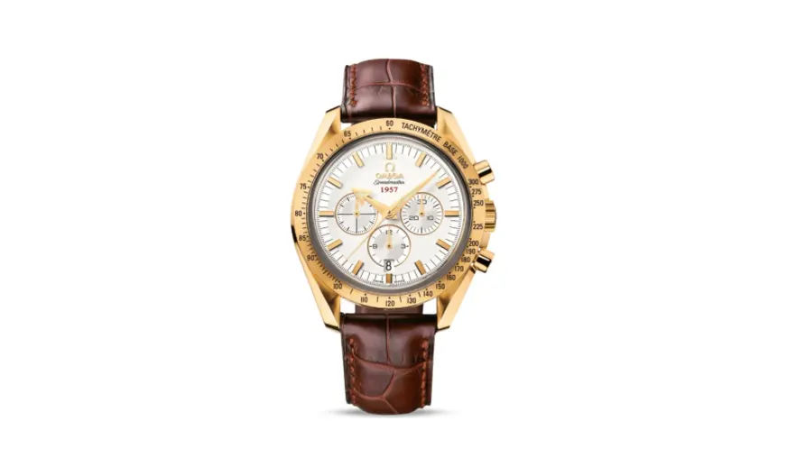 Omega Speedmaster Broad Arrow 1957 Yellow Gold / Silver