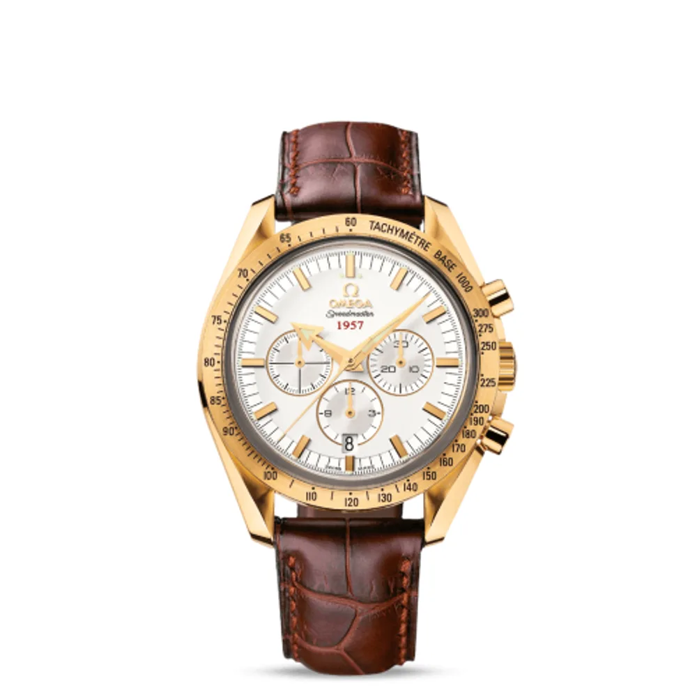 Omega Speedmaster Broad Arrow 1957 Yellow Gold / Silver