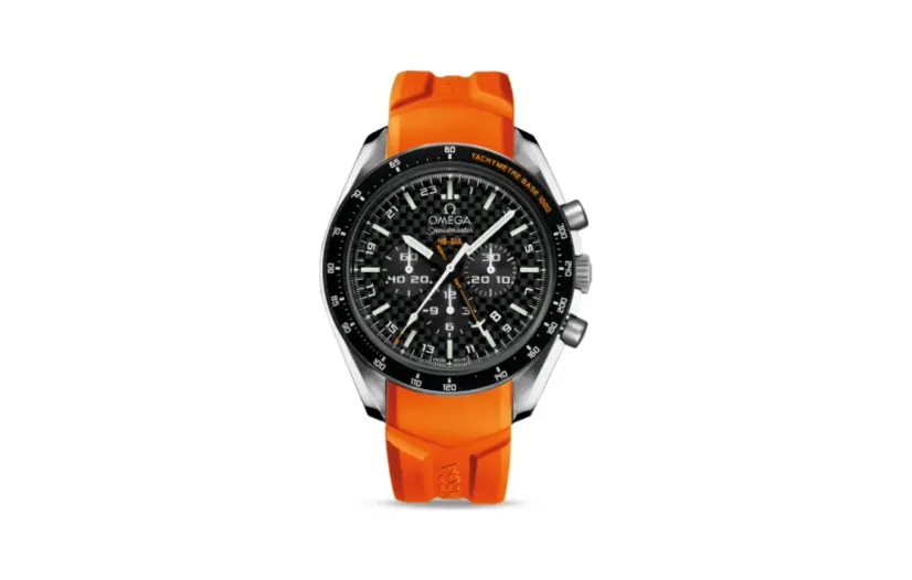 Omega Speedmaster HB-SIA Co-Axial GMT Titanium / Black Carbon / Orange Rubber