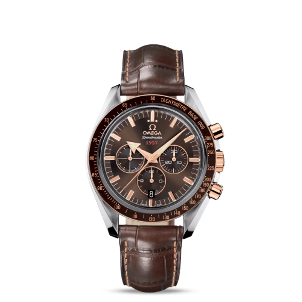 Omega Speedmaster Broad Arrow 1957 Stainless Steel / Red Gold / Brown