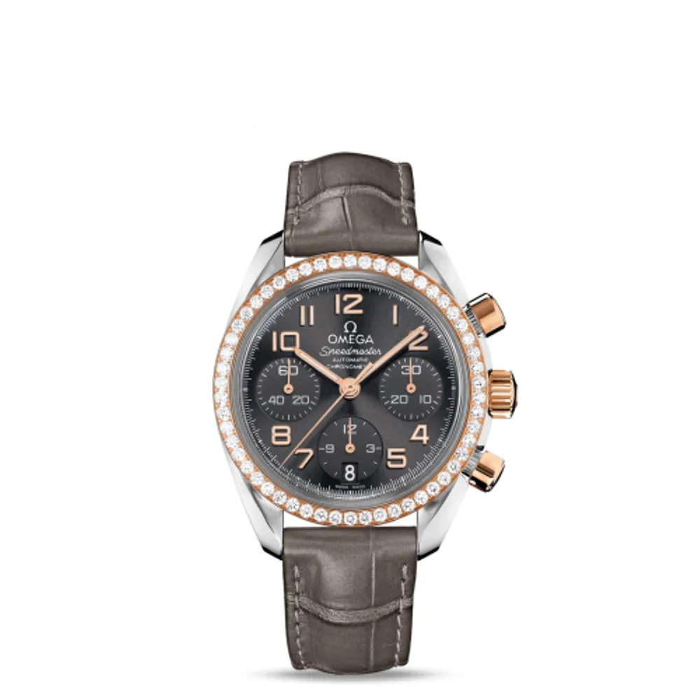 Omega Speedmaster Date 38 Stainless Steel / Red Gold / Diamond / Grey