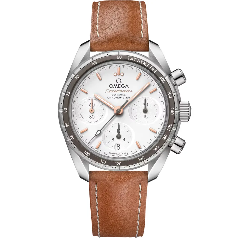 Omega Speedmaster 38 38 mm, steel on leather strap