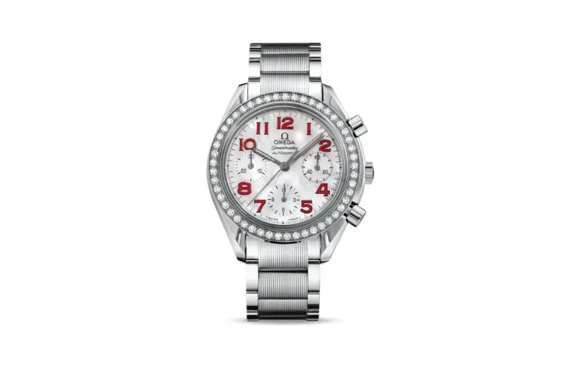 Omega Speedmaster Reduced Ladies Stainless Steel / Diamond / MOP / Red / Bracelet