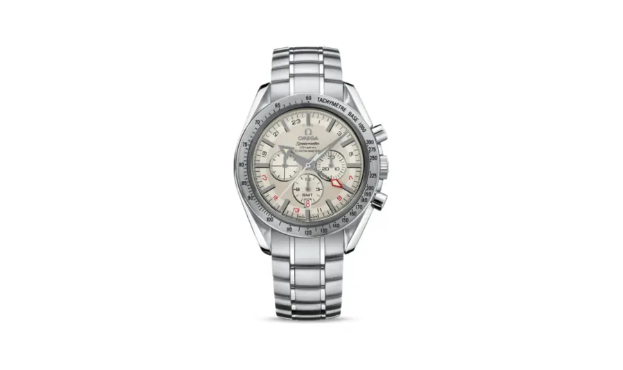 Omega Speedmaster Broad Arrow Co-Axial GMT Stainless Steel / White / Bracelet