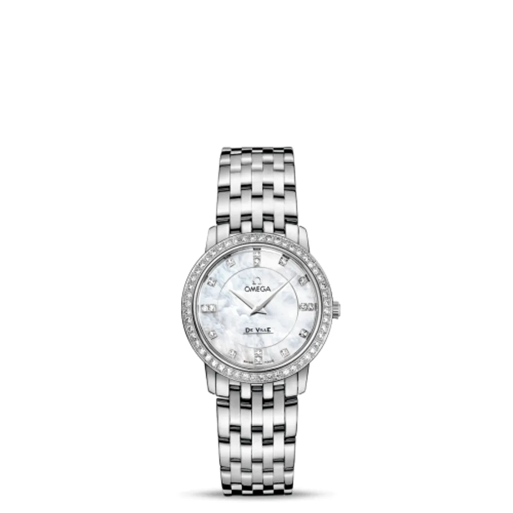 Omega De Ville Prestige Quartz 27.4 Stainless Steel / MOP / Bracelet / Diamond