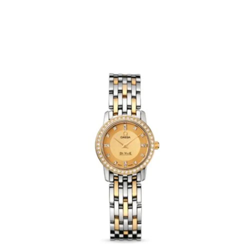Omega De Ville Prestige Quartz 22 Stainless Steel / Yellow Gold / Diamond / Champagne / Bracelet