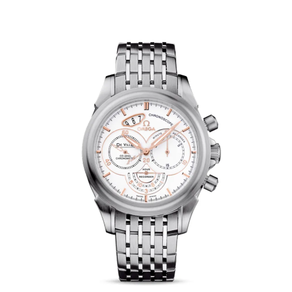 Omega De Ville Co-Axial 41 Chronoscope Stainless Steel / White / Bracelet / St. Moritz